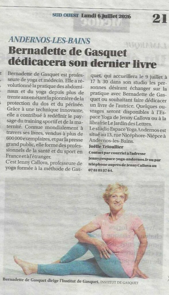 Article Sud Ouest dédicace Bernadette de Gasquet à Andernos