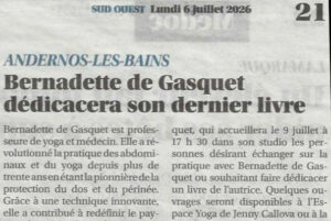 Article Sud Ouest dédicace Bernadette de Gasquet à Andernos