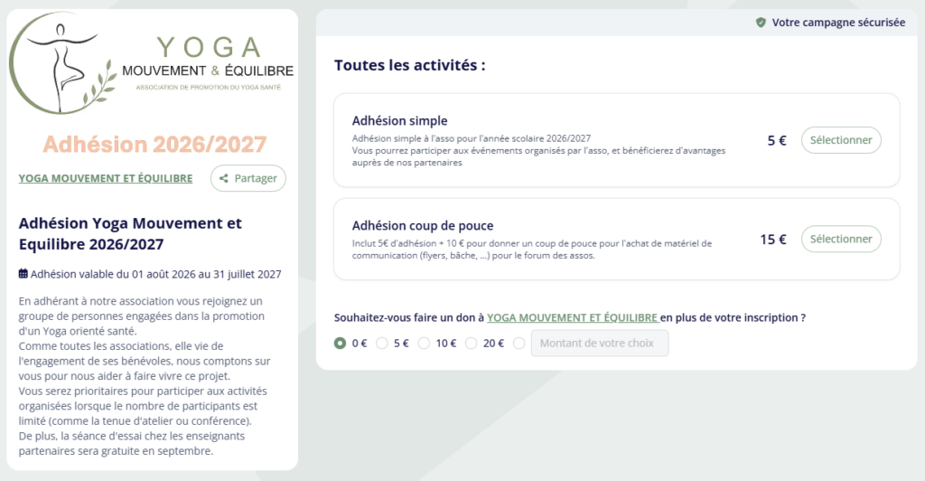 Adhésion 2026-2027 HelloAsso